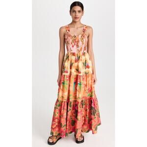 Farm Rio Mixed Warm Prints Maxi Dress Large